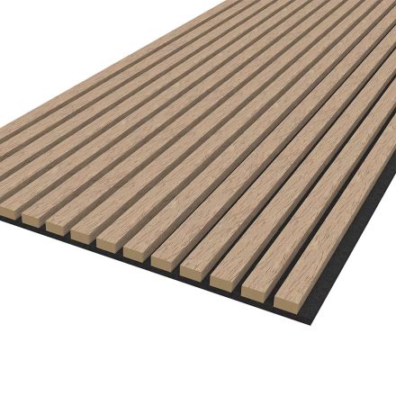 Akusztikus falpanel, MDF, 300x60 cm - Greige Oak