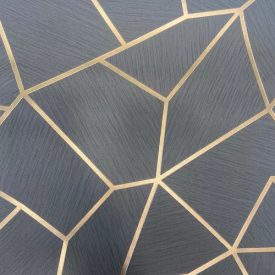   Fémes hatású tapéta, geometrikus mintával, 0.53x10 m - Szürke és Pezsgő