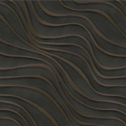 Tapéta hullám mintával, PVC, 1.06 x 15.6 m - Barna és Arany